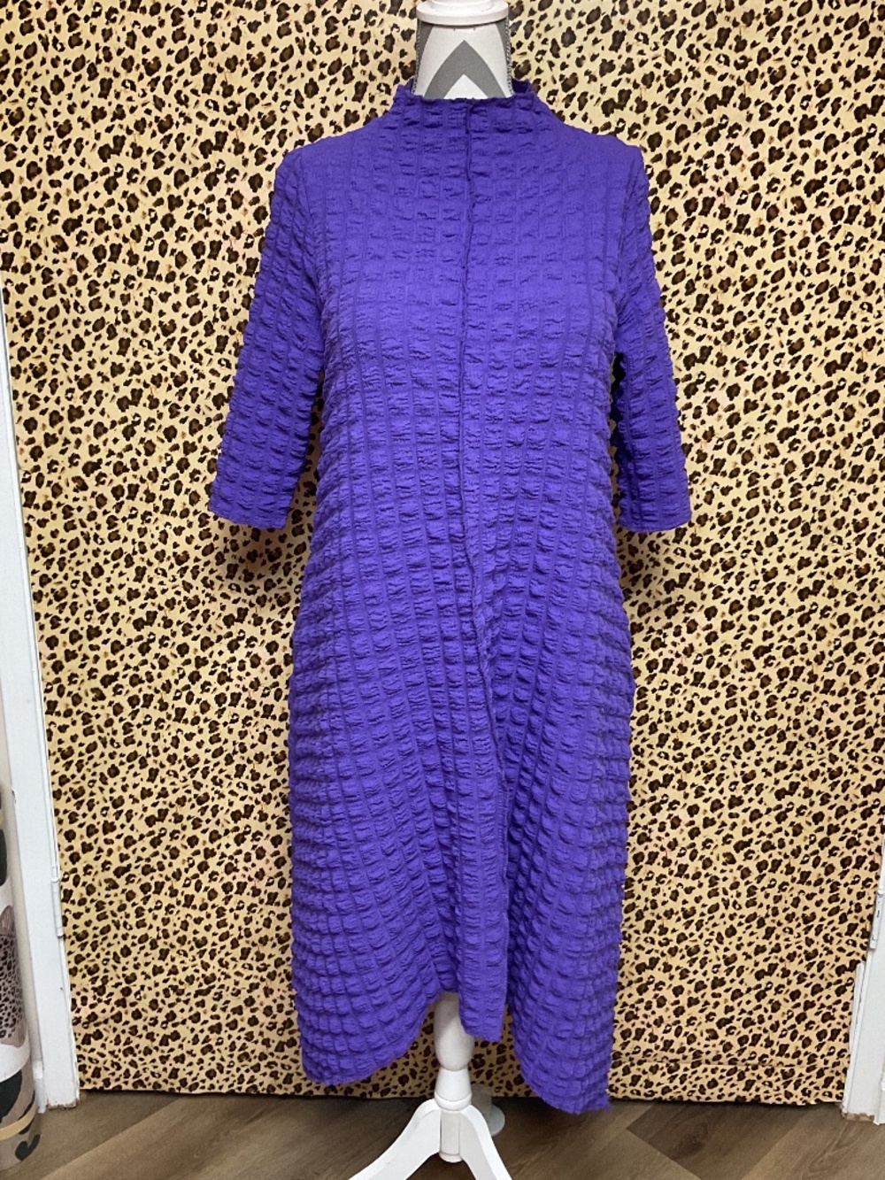 Purple waffle texture dress with POCKETS